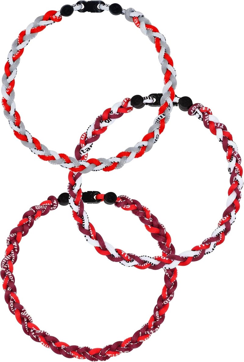 SUPBOMM 3 pcs Baseball Rope Necklaces, League Team Colors Braided Necklace, Baseball Team Gifts - Image 1